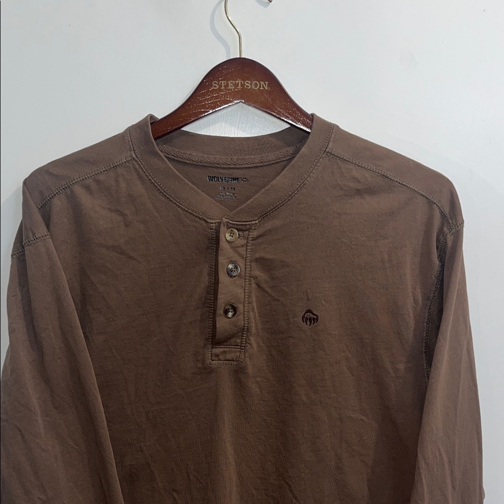 Wolverine Men's Long Sleeve Brown Henley size M